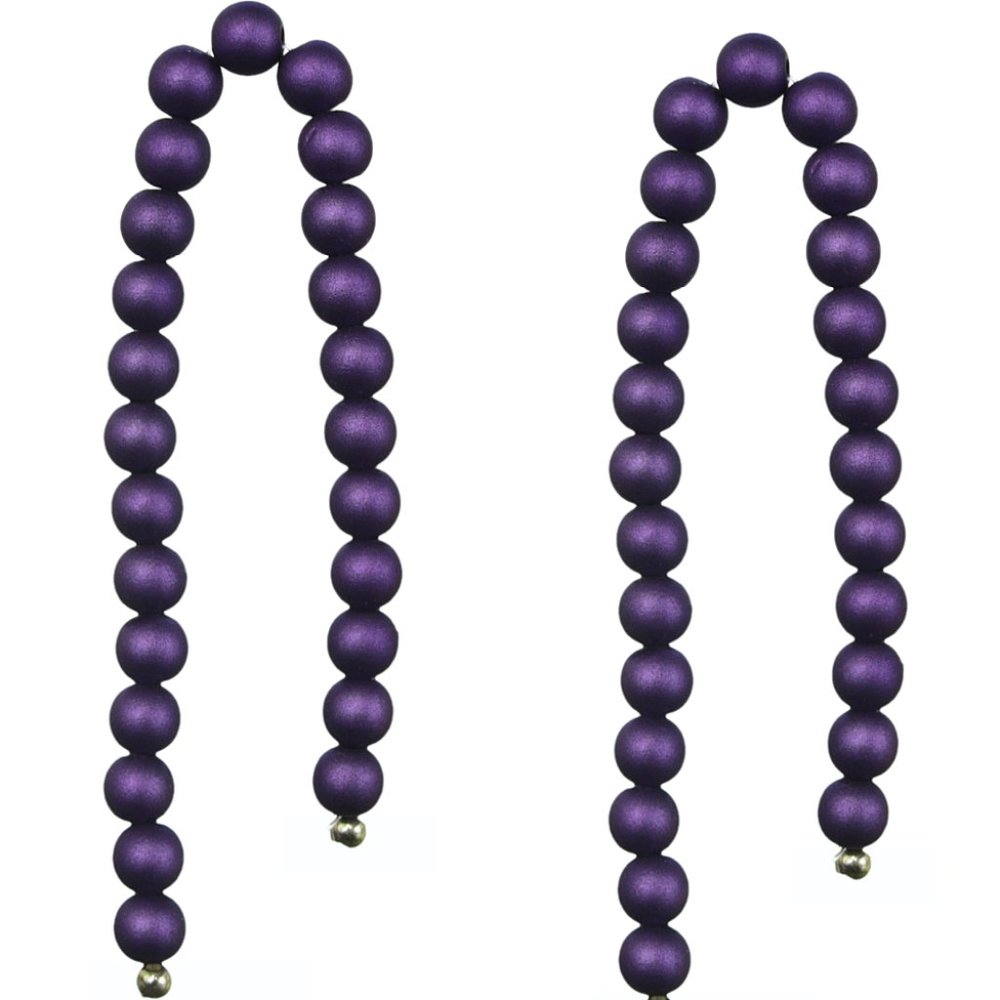 Purple Beaded Thread Dangle Earrings Purple Beaded